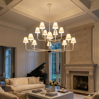 Linear Multi-Arm Cone Fabric Chandelier