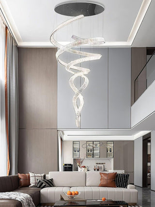 Long Spiral Crystal Chandelier