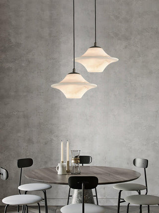 Luxury Alabaster Saucer Pendant Light