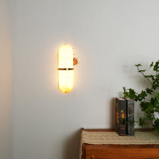 Oval Alabaster Semi-Circular Wall Lamp