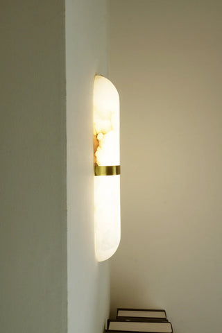 Oval Alabaster Semi-Circular Wall Lamp