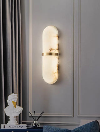 Oval Alabaster Semi-Circular Wall Lamp