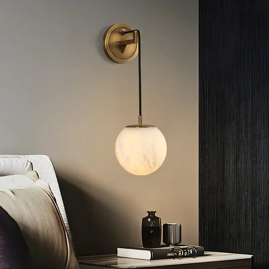 Minimalist Spherical Alabaster Wall Lamp