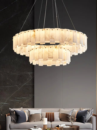 Modern Alabaster Celestial Round Chandelier