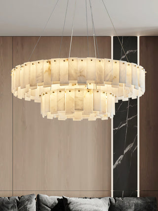 Modern Alabaster Celestial Round Chandelier