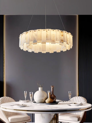 Modern Alabaster Celestial Round Chandelier