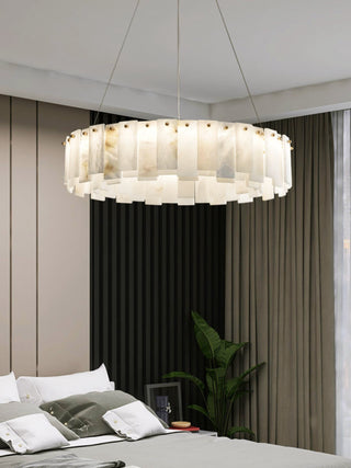 Modern Alabaster Celestial Round Chandelier