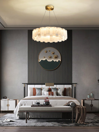 Modern Alabaster Celestial Round Chandelier