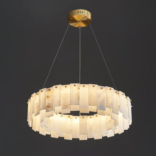 Modern Alabaster Celestial Round Chandelier