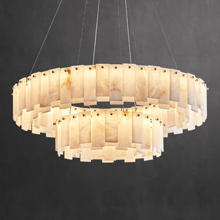 Modern Alabaster Celestial Round Chandelier