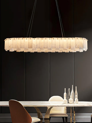 Modern Alabaster Celestial Round Chandelier