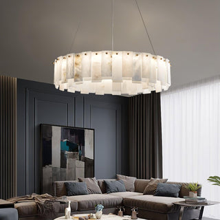 Modern Alabaster Celestial Round Chandelier