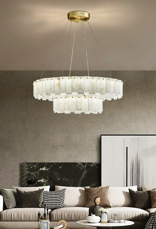 Modern Alabaster Celestial Round Chandelier