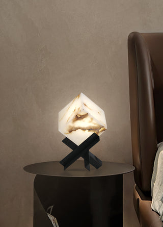 Modern Alabaster Cube Table Lamp