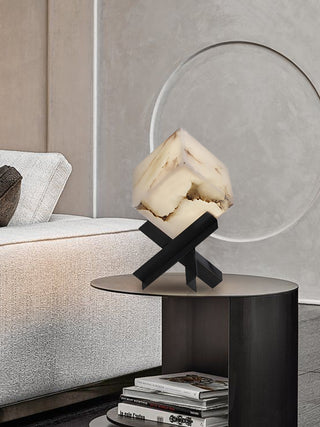 Modern Alabaster Cube Table Lamp