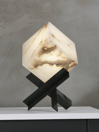 Modern Alabaster Cube Table Lamp