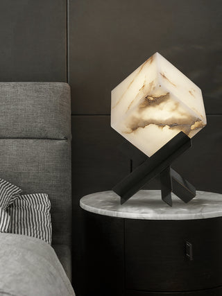 Modern Alabaster Cube Table Lamp