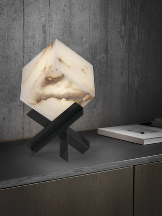 Modern Alabaster Cube Table Lamp