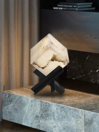 Modern Alabaster Cube Table Lamp