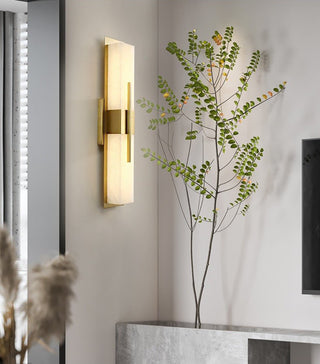 Modern Alabaster Cuboid Copper Wall Lamp