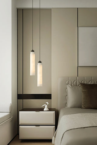 Modern Alabaster Cylinder Pendant Lamp