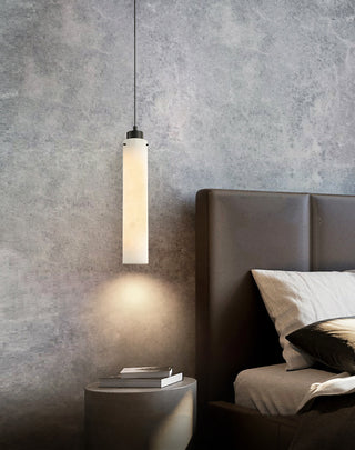 Modern Alabaster Cylinder Pendant Lamp