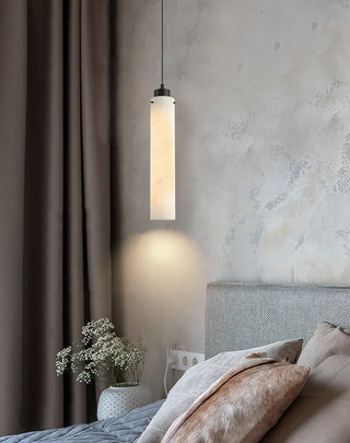 Modern Alabaster Cylinder Pendant Lamp