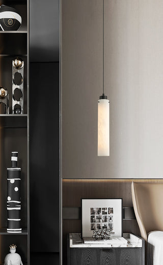 Modern Alabaster Cylinder Pendant Lamp