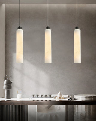 Modern Alabaster Cylinder Pendant Lamp