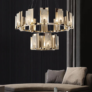 Modern Alabaster Jessie Round Chandelier