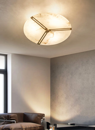 Modern Alabaster Round Copper Ceiling Lamp