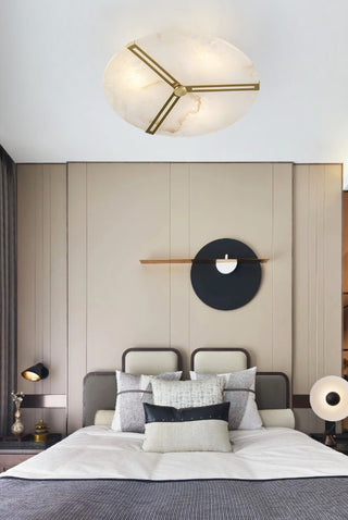 Modern Alabaster Round Copper Ceiling Lamp