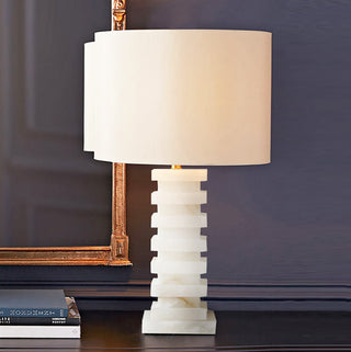 Modern Alabaster Stacked Table Lamp