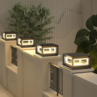 Modern Black Cube Outdoor Lamp