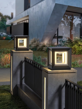 Modern Black Cube Outdoor Lamp