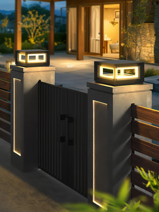 Modern Black Cube Outdoor Lamp