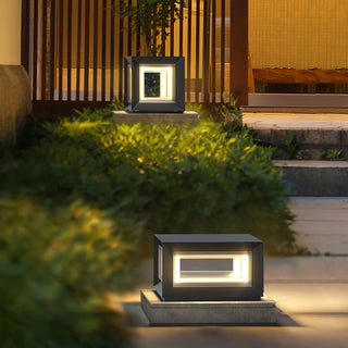 Modern Black Cube Outdoor Lamp