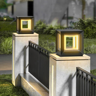 Modern Black Cube Outdoor Lamp