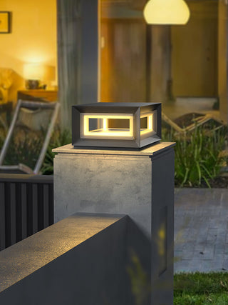 Modern Black Cube Outdoor Lamp