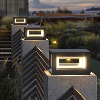 Modern Black Cube Outdoor Lamp