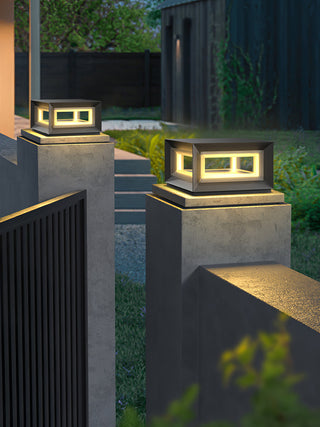 Modern Black Cube Outdoor Lamp