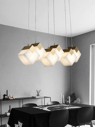 Modern Cube Alabaster Pendant Light