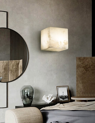 Modern Cube Square Alabaster Wall Sconce