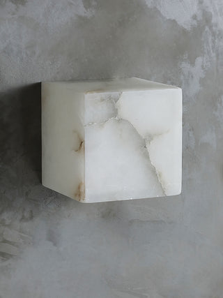 Modern Cube Square Alabaster Wall Sconce