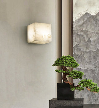 Modern Cube Square Alabaster Wall Sconce