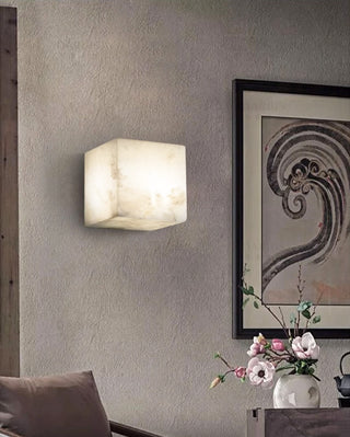 Modern Cube Square Alabaster Wall Sconce