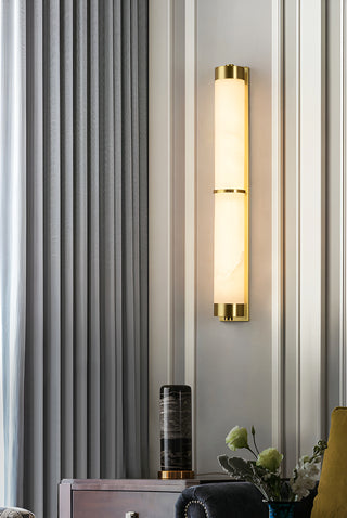 Modern Cylindra Alabaster Brass Wall Light