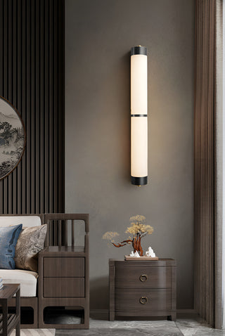 Modern Cylindra Alabaster Brass Wall Light