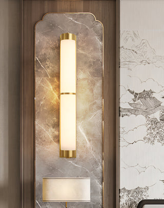 Modern Cylindra Alabaster Brass Wall Light