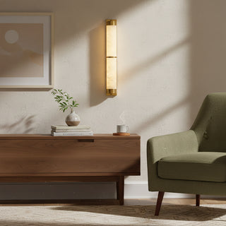 Cylindra Alabaster Brass Wall Light